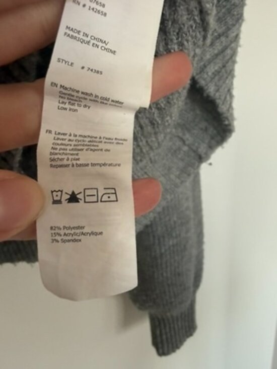 Ambiance Apparel Grey Ribbed Quarter Zip Sweater Cozy Minimalist Knit - Picture 4 of 7